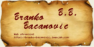 Branko Bacanović vizit kartica